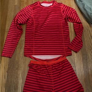 Lands' End Kids Red and Black Striped long underwear Set
